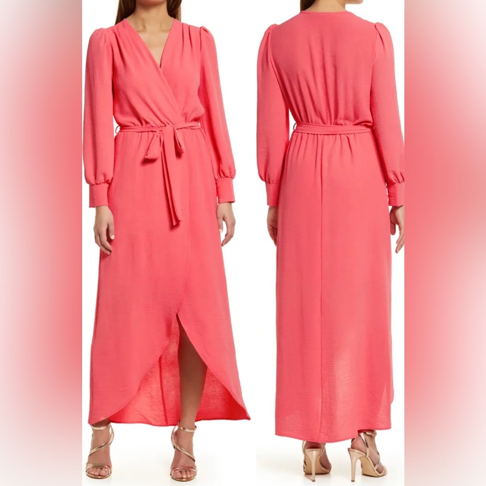 FRAICHE by J Coral Wrap Dress with Tulip Skirt